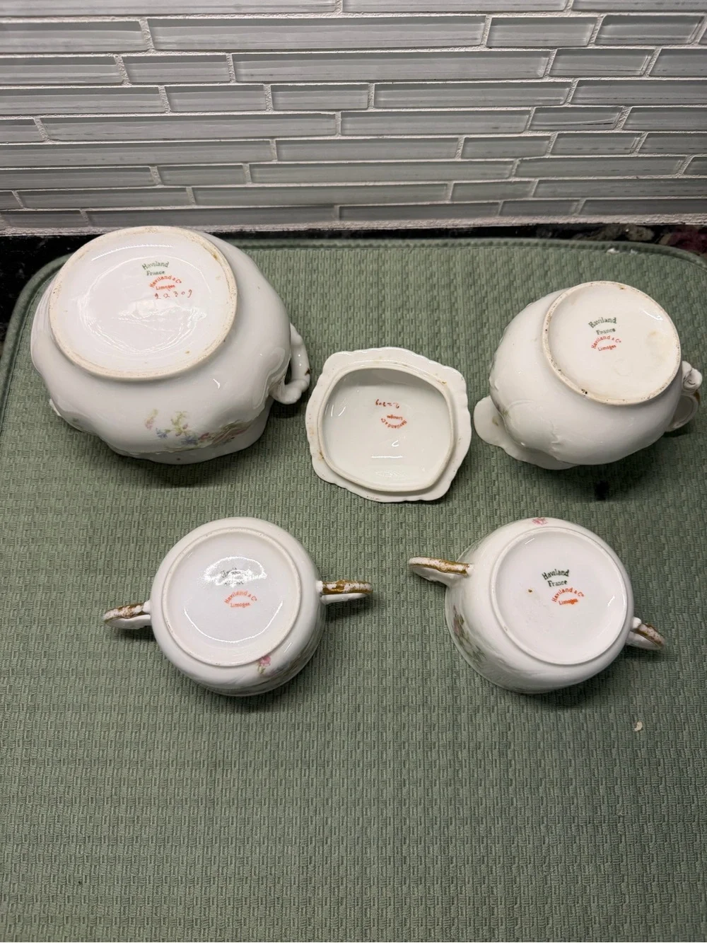 Haviland Limoge France China Floral Scalloped Cream and Sugars 4 pieces Antique - Picture 4 of 8